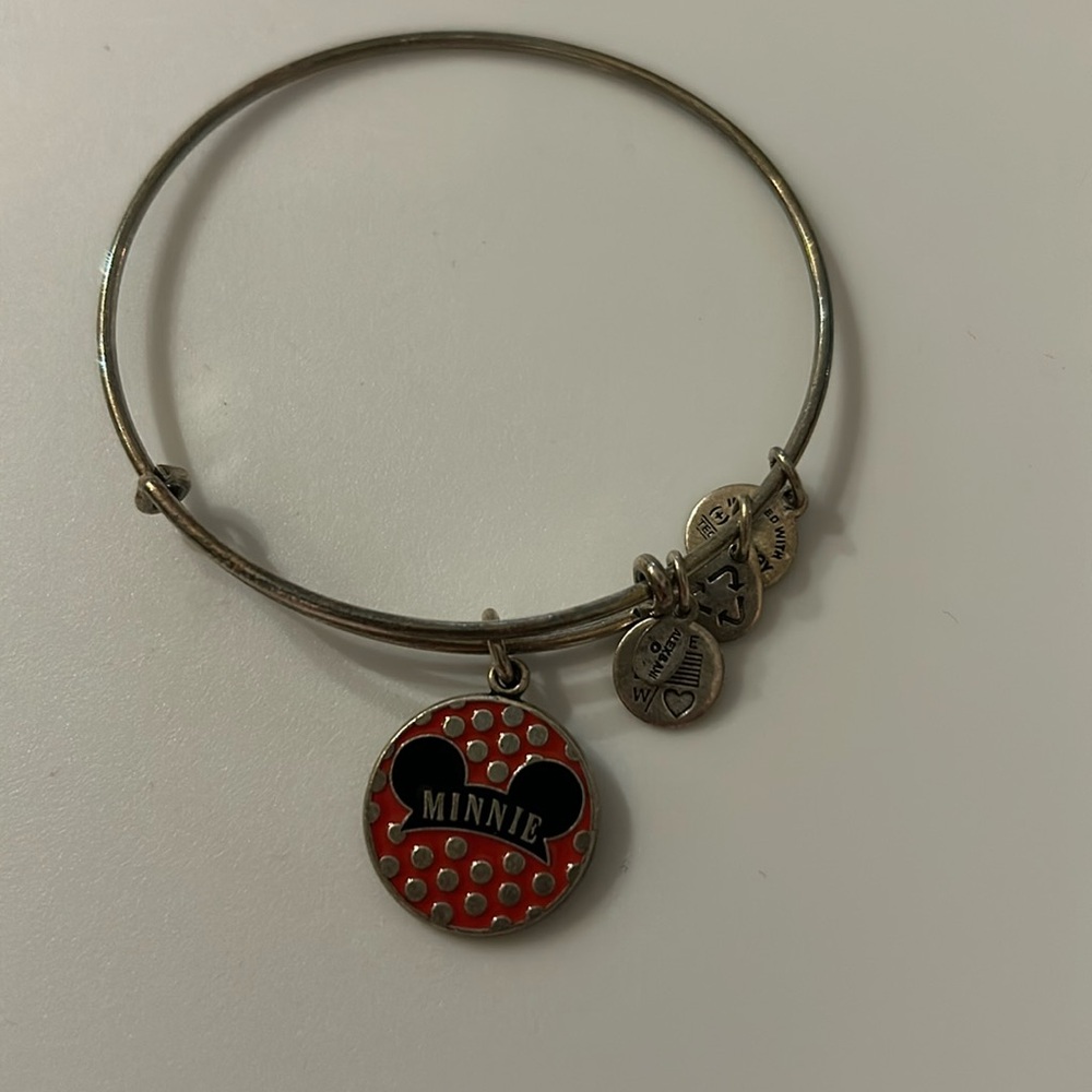 Alex and Ani Minnie Mouse bracelets.